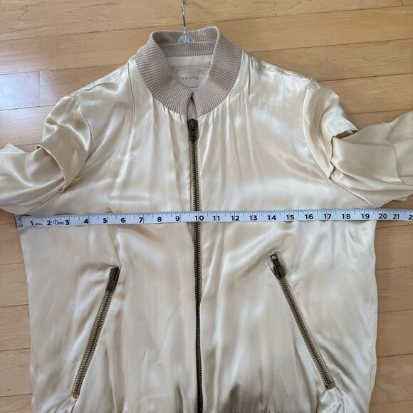 Haute Silk Cream Bomber Jacket with Ruffle Sleeves 4 NWT - Picture 13 of 16